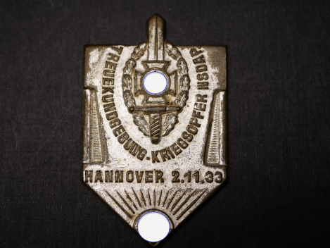 Preview: Abzeichen - Treuekundgebung-Kriegsopfer NSDAP Hannover 1933, ohne Nadel