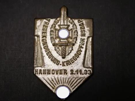 Abzeichen - Treuekundgebung-Kriegsopfer NSDAP Hannover 1933, ohne Nadel