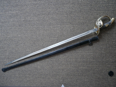 Preview: Preußen Infanterie Offiziersdegen (IOD) M 1889, Klinge mit Vertreiber D. David Berlin C., Gipsstr. 23