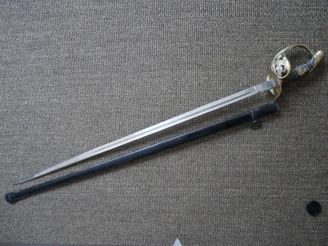 Preußen Infanterie Offiziersdegen (IOD) M 1889, Klinge mit Vertreiber D. David Berlin C., Gipsstr. 23