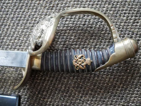Preußen Infanterie Offiziersdegen (IOD) M 1889, Klinge mit Vertreiber D. David Berlin C., Gipsstr. 23