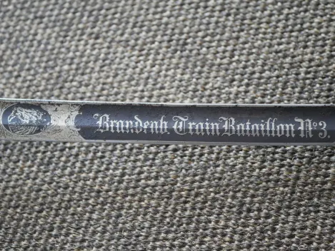 Prussian Model 1852 saber with blade etching "Brandenburg Train Battalion No. 3"