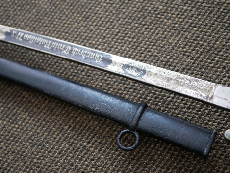 Prussian Model 1852 saber with blade etching "Brandenburg Train Battalion No. 3"