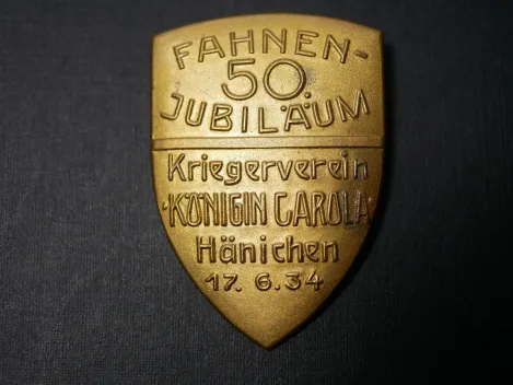 Abzeichen - 50. Fahnen-Jubiläum Kriegerverein "Königin Carola" Hänichen 1934