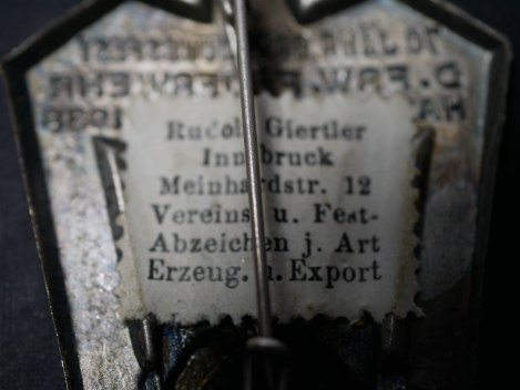 Abzeichen - 70 jähriges Gründungsfest der Freiwilligen Feuerwehr Hall in Tirol 1938