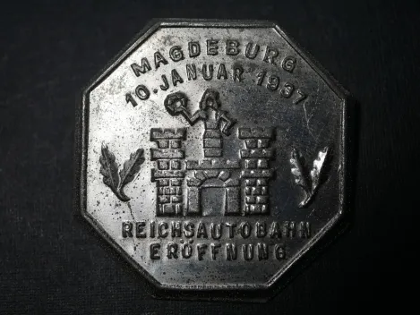 Abzeichen - Magdeburg 10. Januar 1937 - Reichsautobahn Eröffnung