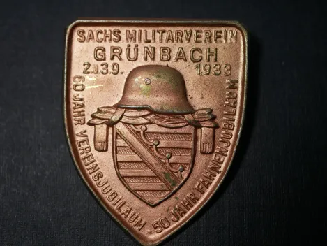 Abzeichen - Sächsischer Militärverein Grünbach 60 jähr. Vereinsjubiläum 50 jähr. Fahnenjubiläum