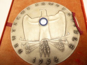 Medal "German fighting games 1934" in silver in a case