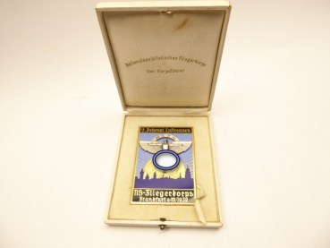 Badge NSFK "2nd International Air Race NS - Fliegerkorps Frankfurt a.M. 1939" in a case with certificate