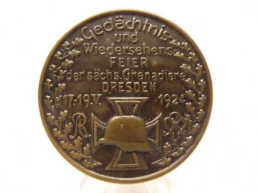 Tagungsabzeichen Stahlhelmbund Gedächtnis - Wiedersehens - Feier der sächs. Grenadiere 1924