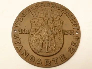 SA Plakette Vogelsbergfahrt Standarte 254, 1933 mit Hersteller Wiedmann Frankfurt a.M.