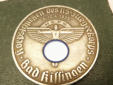 NSFK medal in a case - Corps shooting of the NS Air Force Corps Bad Kissingen 1939