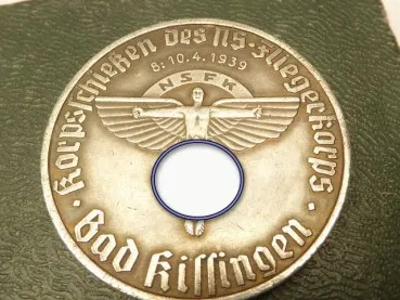 NSFK Medaille im Etui - Korpsschießen des NS Fliegerkorps Bad Kissingen 1939