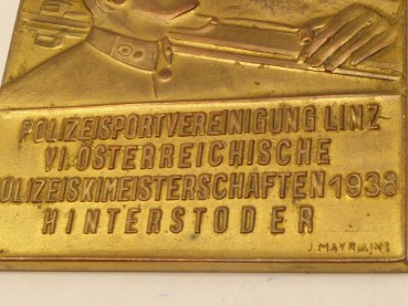 Plaque - Police Sports Association Linz 1938