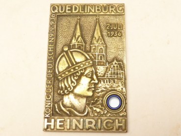 Plaque July 2, 1936 - Quedlinburg Heinrich King of the Germans 919-936 in a case