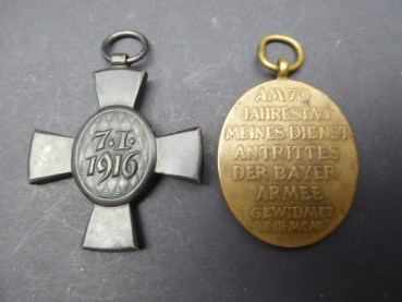 Zwei Orden Bayern - König Ludwig Kreuz 1916 + Jubiläumsmedaille der Armee 1905