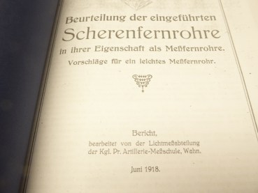 Bericht von 1918 - Beurteilung der eingeführten Scherenfernrohre in ihrer Eigenschaft als Meßfernrohre.