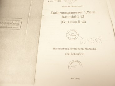 Luftwaffen Dienst Vorschrift HDv - Entvernungsmesser II, Em 1,25 R + Em 1,5 R + Em 4m R34 + R36.