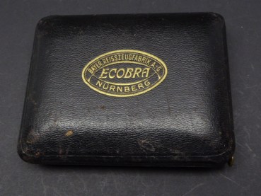 Old ruler in a case, manufacturer Ecobra, Bayer. Reisszeugfabrik A.G. Nuremberg in a case