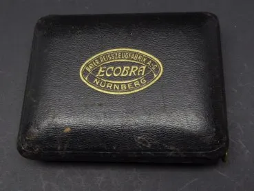 Old ruler in a case, manufacturer Ecobra, Bayer. Reisszeugfabrik A.G. Nuremberg in a case