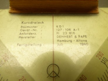 Course triangle of the German Air Force Fl 23 816, manufacturer Dennert & Pape Hamburg Altona 1940
