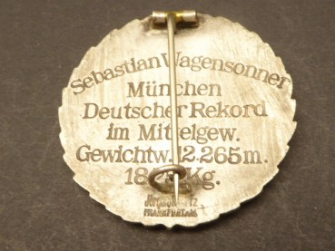Abzeichen DASV - Deutsches Schwerathletik-Sportabzeichen des Deutschen Athletik-Sportverbands mit Inschrift