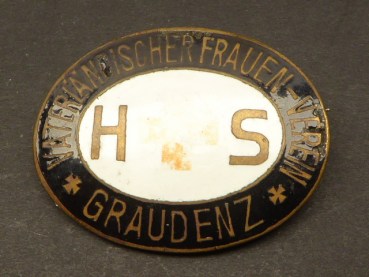 Badge brooch DRK - "Patriotic Women - Association Graudenz" in Polen, with manufacturer and number