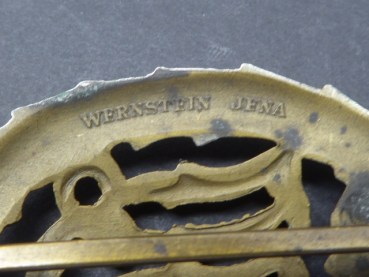 Sports badge in bronze + patch, with manufacturer Wernstein Jena