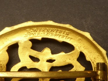 Sports badge in gold + 2x miniature 57s, with manufacturer Wernstein Jena