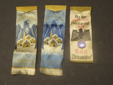 Drei Abzeichen - 2x Februar 1934 + Tag der nationalen Solidarität 1936 Gau Düsseldorf