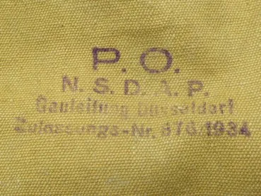 Haversack - P.O. NSDAP Gauleitung Düsseldorf with approval number 873 from 1934