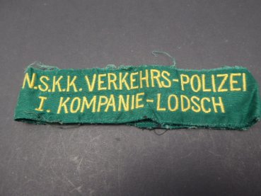 Regionales Ärmelband: NSKK Verkehrs - Polizei I. Kompanie - Lodsch