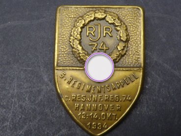 Abzeichen - 5. Regimentsappell Res. Inf. Reg. 74 Hannover 1934