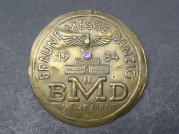 Tagungsabzeichen - BMD Braune Messe Danzig 1934 - Ich gab Arbeit