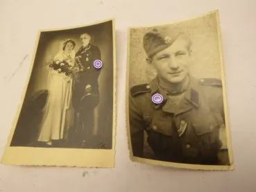 2x portrait photos - SS Schutzstaffel - wedding photo + photo with dedication