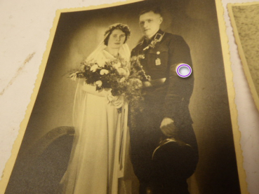 2x portrait photos - SS Schutzstaffel - wedding photo + photo with dedication