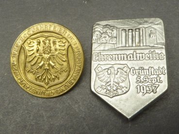 2 Abzeichen Grünstadt 1929 + 1937