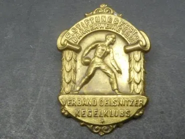 Badge - 5th foundation festival and banner consecration 1928 - Association of Oelsnitzer bowling clubs