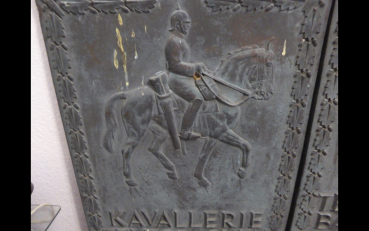 Zwei große Bronze Tafeln: Kavallerie Telegraphen Schule + Telegraphen Bataillon I