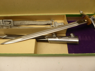 GDR NVA army service dagger with hanger in a case with matching numbers