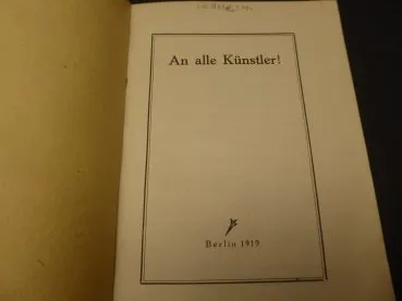 Book - To all artists! 1st edition from 1919 - Illustration by Max Pechstein