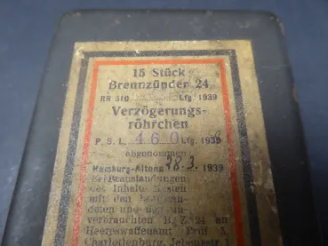 WH Wehrmacht - Blechdose für 15 Stück Brennzünder 24 Verzögerungsröhrchen -