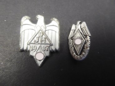 2 badges DHJ - German Youth Hostels 1937 + HJ winner pin 1937