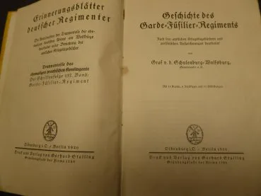 Buch - Die Geschichte des Garde-Füsilier-Regiments mit sechs Karten, Oldenburg, Stalling Verlag, 1926