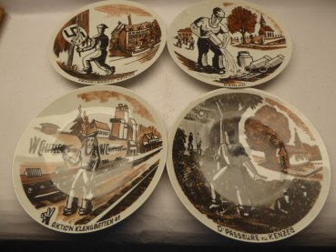 4x anti-fascist plates, limited edition from 1973 - 1977, signed Henry