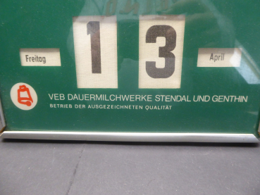 GDR advertising calendar / perpetual calendar - VEB permanent milk works Stendal and Genthin