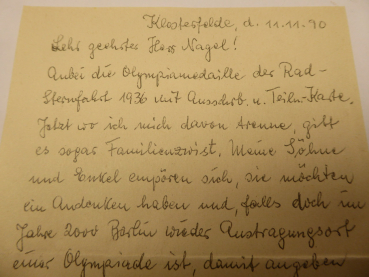 Lot Deutscher Radfahrer-Verband - Olympiade Berlin 1936 - Medaille Rad Stern Fahrt + Aufsteller + Ausweis + Papiere