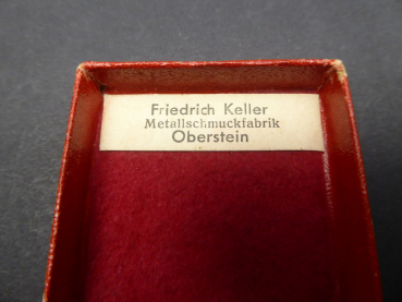 Dienstauszeichnung für 25 Jahre Treue Dienste in Schachtel, Hersteller Friedrich Keller Metallschmuckfabrik Oberstein