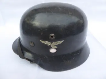 LW Luftwaffe Stahlhelm M 35 mit 2 Emblemen 1. Modell !!