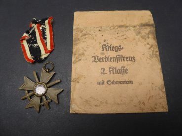 KVK Kriegsverdienstkreuz 2. Klasse mit Schwerter am Band mit großer Verleihungstüte Steinhauer & Lück Lüdenscheid